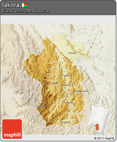 Physical 3D Map of Iakora, lighten