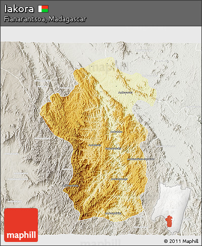 Physical 3D Map of Iakora, lighten, semi-desaturated