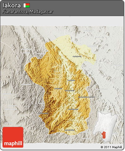 Physical 3D Map of Iakora, lighten, semi-desaturated