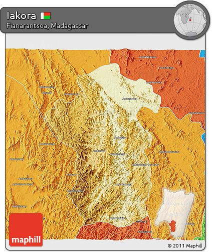 Physical 3D Map of Iakora, political outside