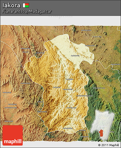 Physical 3D Map of Iakora, satellite outside