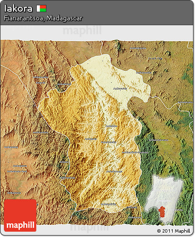 Physical 3D Map of Iakora, satellite outside