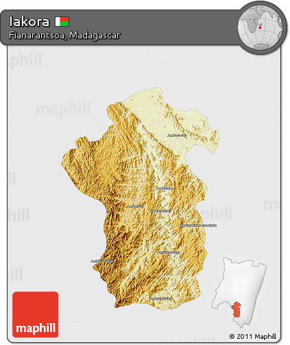 Physical 3D Map of Iakora, single color outside