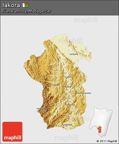 Physical 3D Map of Iakora, single color outside