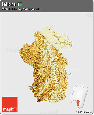 Physical 3D Map of Iakora, single color outside
