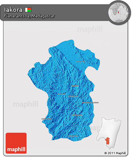 Political 3D Map of Iakora, cropped outside