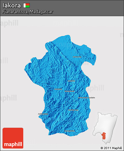 Political 3D Map of Iakora, cropped outside
