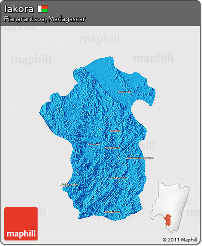Political 3D Map of Iakora, cropped outside