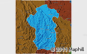 Political 3D Map of Iakora, darken