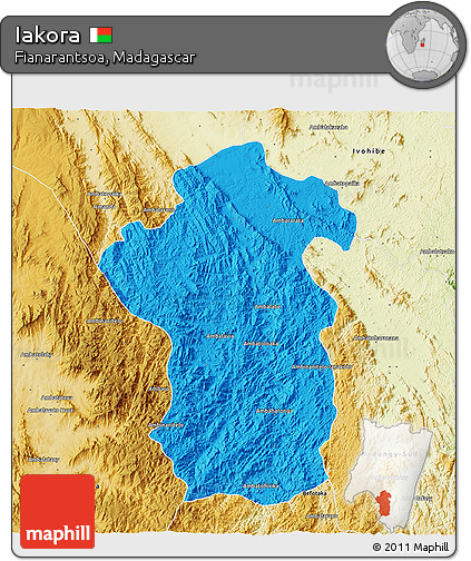 Political 3D Map of Iakora, physical outside