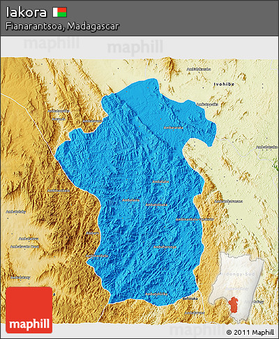 Political 3D Map of Iakora, physical outside
