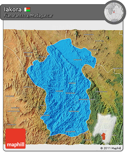 Political 3D Map of Iakora, satellite outside