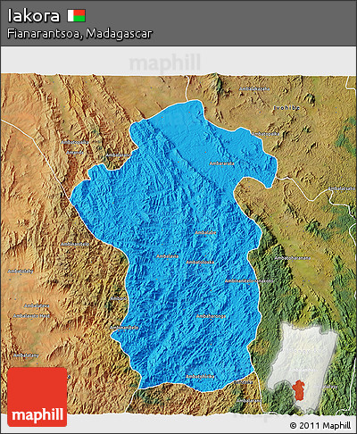 Political 3D Map of Iakora, satellite outside