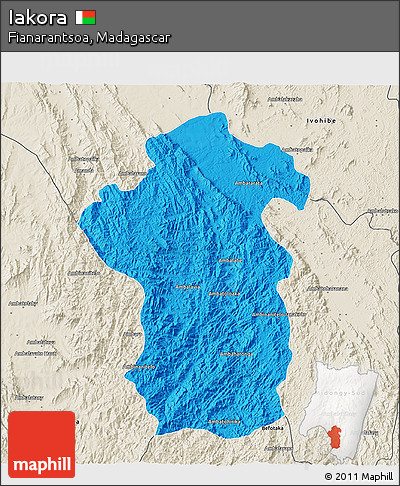 Political 3D Map of Iakora, shaded relief outside