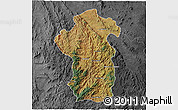 Satellite 3D Map of Iakora, darken, desaturated