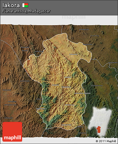 Satellite 3D Map of Iakora, darken