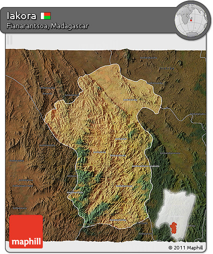 Satellite 3D Map of Iakora, darken