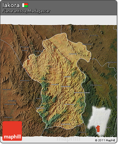 Satellite 3D Map of Iakora, darken