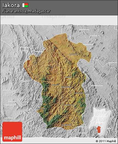 Satellite 3D Map of Iakora, lighten, desaturated