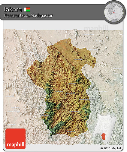 Satellite 3D Map of Iakora, lighten