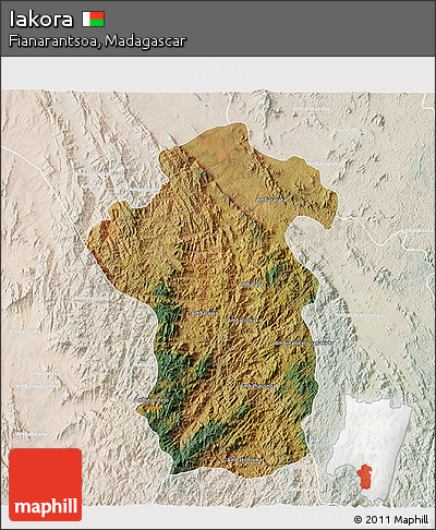 Satellite 3D Map of Iakora, lighten