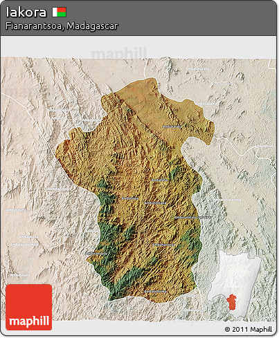 Satellite 3D Map of Iakora, lighten