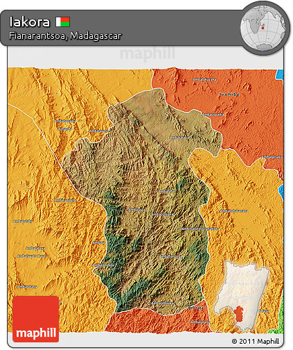 Satellite 3D Map of Iakora, political outside