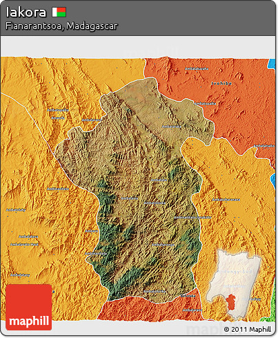 Satellite 3D Map of Iakora, political outside