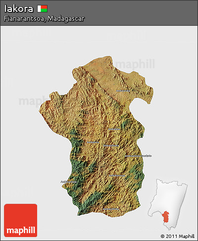 Satellite 3D Map of Iakora, single color outside