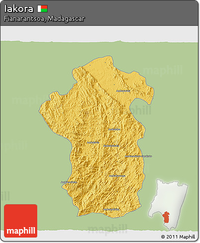 Savanna Style 3D Map of Iakora, single color outside