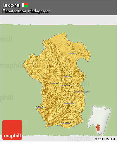 Savanna Style 3D Map of Iakora, single color outside