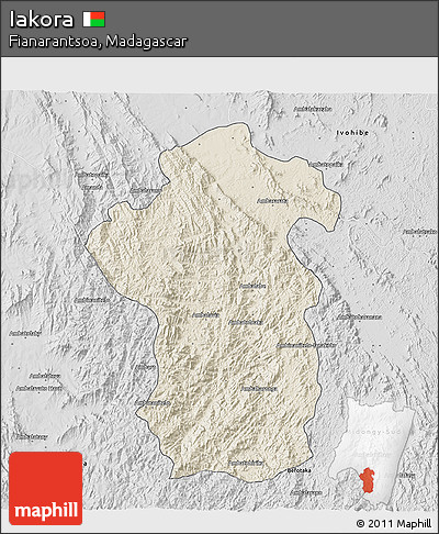 Shaded Relief 3D Map of Iakora, desaturated