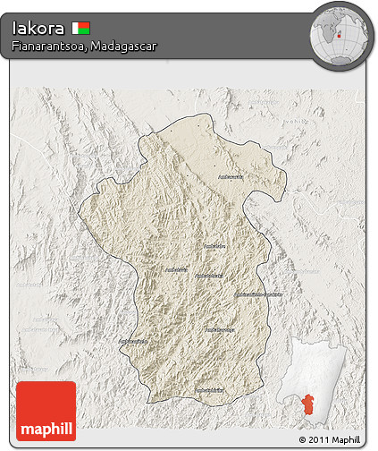 Shaded Relief 3D Map of Iakora, lighten