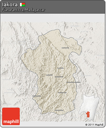 Shaded Relief 3D Map of Iakora, lighten