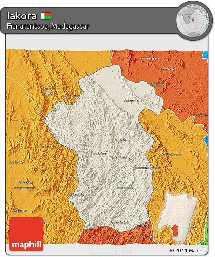 Shaded Relief 3D Map of Iakora, political outside