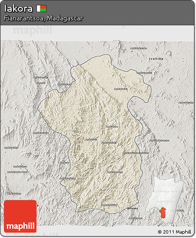 Shaded Relief 3D Map of Iakora, semi-desaturated