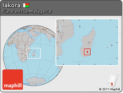 Gray Location Map of Iakora, within the entire country