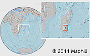 Gray Location Map of Iakora, within the entire country, hill shading