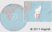 Gray Location Map of Iakora, highlighted country, within the entire country, hill shading