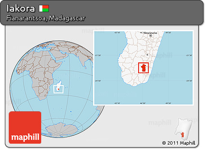 Gray Location Map of Iakora, highlighted country