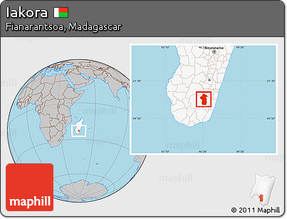 Gray Location Map of Iakora, highlighted country