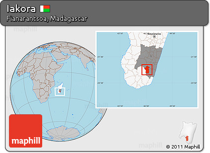 Gray Location Map of Iakora, highlighted country, highlighted parent region