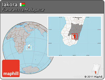 Gray Location Map of Iakora, highlighted country, highlighted parent region