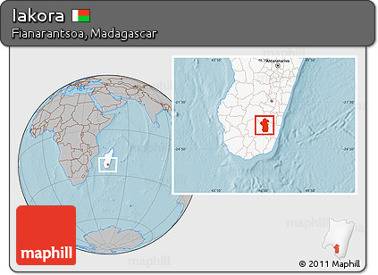 Gray Location Map of Iakora, highlighted country, hill shading