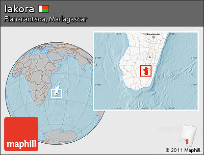 Gray Location Map of Iakora, highlighted country, hill shading