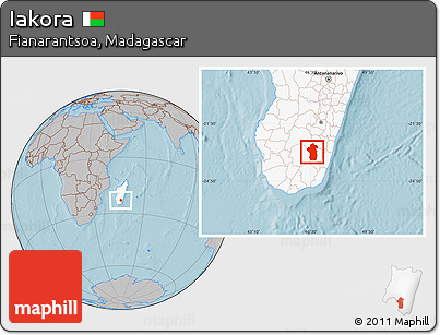 Gray Location Map of Iakora, highlighted country, hill shading