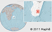 Gray Location Map of Iakora, highlighted country, hill shading