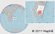 Gray Location Map of Iakora, highlighted parent region, hill shading