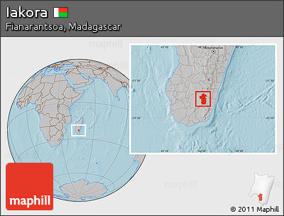 Gray Location Map of Iakora, hill shading
