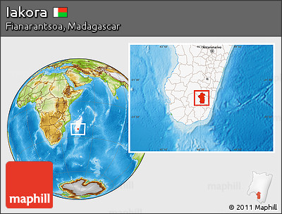 Physical Location Map of Iakora, highlighted country